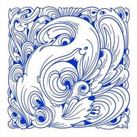 vector abstracto étnico y cultura doodle ilustración en color azul para el fondo