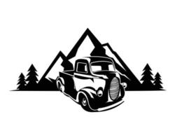 vintage 1947 truck with amazing mountain view. view from front isolated white background. best for the trucking industry. available in eps 10. vector