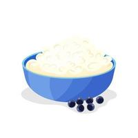 Breakfast. Cottage cheese. The concept of proper nutrition. Probiotic. Icon in cartoon style. Isolated object. vector