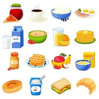 breakfasts. Big set of flat icons. Isolated over white background. Healthy breakfast. For your design. vector