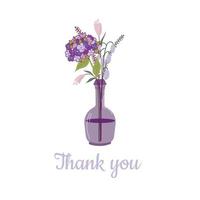 Beautiful blooming flower in a vase and jars. Isolated on white background. Decorative element for floral designs. Vector illustration in a flat style.