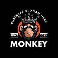 Monkey King Mascot Logo Design Illustration Vector. Geek Chimpanzee Wearing Crown for Business Logos vector