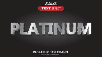 3D editable text effect platinum theme vector