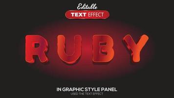 3D editable text effect ruby theme vector