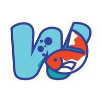 Alphabet W Fish Logo vector