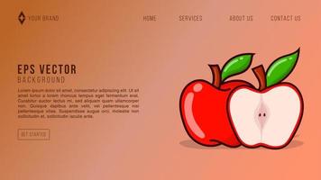 Web abstract background template with fresh red apple vector