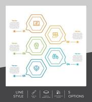 diseño de vector infográfico de flujo de trabajo con 5 pasos y diseño moderno. La infografía de pasos se puede utilizar para presentaciones, informes anuales y fines comerciales.