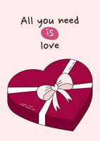 tarjeta de felicitación del día de san valentín con chocolates en una caja. ilustración vectorial vector