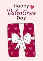 Valentine's Day greeting card with a gift box. Vector illustration