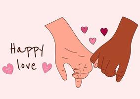 Valentine's Day greeting card with a hand and hearts. Vector illustration