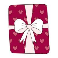 caja de regalo dibujada a mano para el día de san valentín. elementos de diseño para carteles, tarjetas de felicitación, pancartas e invitaciones. vector