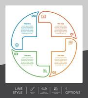 infografía de opción de negocio de presentación con estilo de línea y concepto colorido. Se pueden usar 4 opciones de infografía para fines comerciales. vector