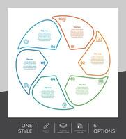 infografía de opción de negocio de presentación con estilo de línea y concepto colorido. Se pueden usar 6 opciones de infografía para fines comerciales. vector