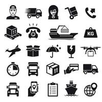 Shipping and delivery icons set. Black on a white background vector