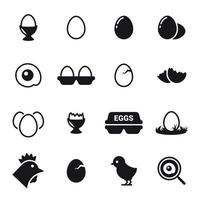 Egg icons set. Black on a white background vector