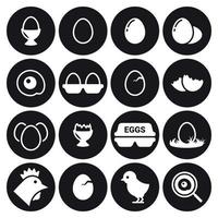 Egg icons set. White on a black background vector