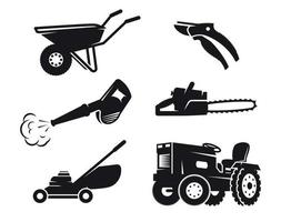 Gardening equipment icons. Black on a white background vector