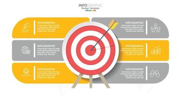 objetivo con seis pasos para la plantilla infográfica de su objetivo para web, negocios, presentaciones. vector