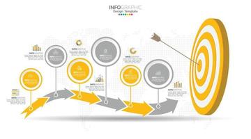 El vector infográfico de línea de tiempo con 6 pasos se puede utilizar para flujo de trabajo, diseño, diagrama, informe anual, diseño web.