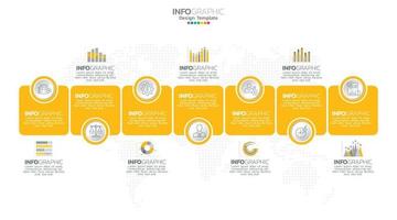 Timeline infographic vector with 7 steps can be used for workflow, layout, diagram, annual report, web design.