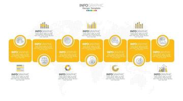 Timeline infographic vector with 7 steps can be used for workflow, layout, diagram, annual report, web design.