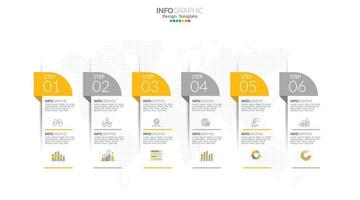 Timeline infographic vector with 6 steps can be used for workflow layout diagram annual report web design.