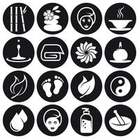 Spa icons set. White on a black background vector