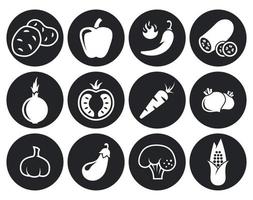 Vegetables web icon. White on a black background vector