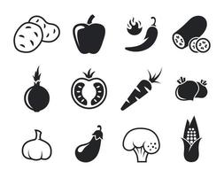 icono de la web de verduras. Negro sobre un fondo blanco vector