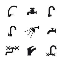 Faucet icons set. Black on a white background vector