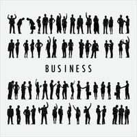 Business men silhouettes set in various poses. Flat vector illustrations. Group of business people. Lawyer, teacher, sales manager, boss, politician, broker