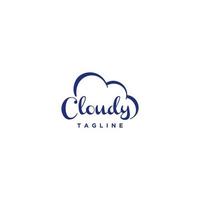 Cloud word mark logo design. The word mark is designed with script letters from the word cloud with an accent that forms the cloud. vector