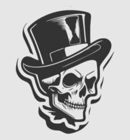 Vintage skull head in cap or hat in monochrome style isolated vector illustration