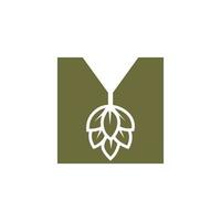 Initial Letter M Brewing Logo With Beer Icon Vector Template