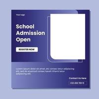 School admission square banner. Suitable for educational banner and social media post template vector