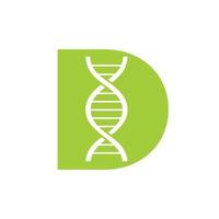letra inicial d concepto de logotipo de adn para plantilla de vector de identidad de biotecnología, salud y medicina