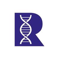 Initial Letter R DNA Logo Concept For Biotechnology, Healthcare And Medicine Identity Vector Template