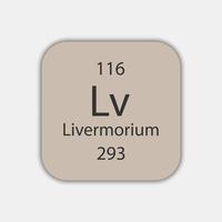 Livermorium symbol. Chemical element of the periodic table. Vector illustration.