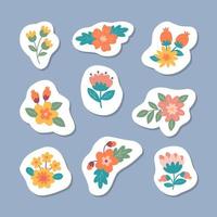 Colorful Spring Floral Sticker Collection vector