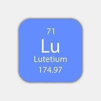 Lutetium symbol. Chemical element of the periodic table. Vector illustration.