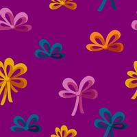 Colorful bows in seamless pattern. Pattern for wraping paper, backgrounds, textile and fabric. Vector illustration in purple background