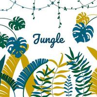 Jungle leaves and lianas. Vector illustration in flat style