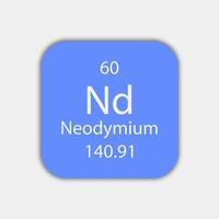 Neodymium symbol. Chemical element of the periodic table. Vector illustration.