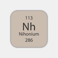 Nihonium symbol. Chemical element of the periodic table. Vector illustration.