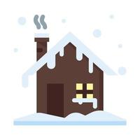 icono de la casa en vector de estilo plano, casa de invierno, edificio, icono de invierno