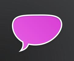Lilac comic speech bubble for talk crooked at oval shape with white contour. Empty shape in flat style for chat dialogs. Isolated on violet background vector