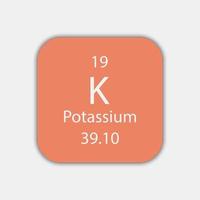 símbolo de potasio elemento químico de la tabla periódica. ilustración vectorial vector