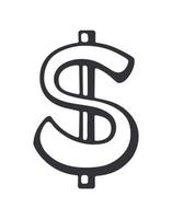 Silhouette of American dollar sign with one vertical line vector