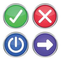 Check Cross Power Arrow 3D Buttons vector