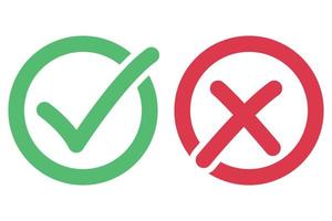 Split Circle Check Mark And Cross Set vector